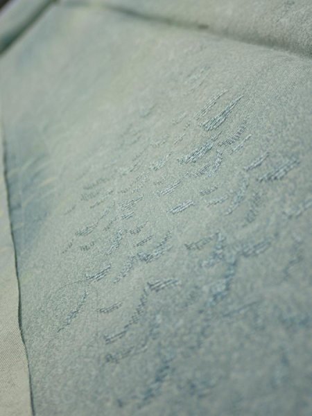 Photo4: 1i09z50  Japanese Kimono Silk  FABRIC Willow Light blue-gray 79.5x7.1 (4)