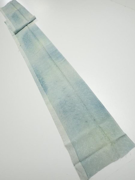 Photo5: 1i09z50  Japanese Kimono Silk  FABRIC Willow Light blue-gray 79.5x7.1 (5)