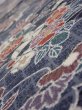 Photo4: 1i02z60  Japanese Kimono Silk  FABRIC Flowers Dark navy 39.8x14.6 (4)