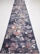Photo5: 1i06z90  Japanese Kimono Silk  FABRIC Flowers Dark navy 67.7x14.6 (5)