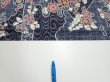Photo6: 1i07z40  Japanese Kimono Silk  FABRIC Flowers Dark navy 58.7x7.5 (6)