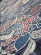 Photo4: 1i08z40  Japanese Kimono Silk  FABRIC Flowers Dark navy 58.7x7.7 (4)