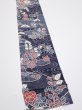 Photo2: 1i09z50  Japanese Kimono Silk  FABRIC Flowers Dark navy 79.5x6.7 (2)