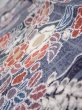 Photo5: 1i10z30  Japanese Kimono Silk  FABRIC Flowers Dark navy 36.2x6.9 (5)