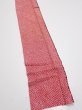 Photo2: 1i09z50  Japanese Kimono Silk SHIBORI FABRIC  Red Off-white 86.6x6.7 (2)