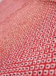 Photo5: 1i10z30  Japanese Kimono Silk SHIBORI FABRIC  Red Off-white 38.6x6.7 (5)