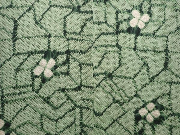 Photo3: 6420T01z520 Vintage Japanese Kimono Silk SHIBORI HAORI  Light green (3)
