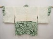 Photo6: 6420T01z520 Vintage Japanese Kimono Silk SHIBORI HAORI  Light green (6)