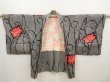 Photo5: 6420T03z510 Vintage Japanese Kimono Silk SHIBORI HAORI Flower Black (5)