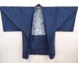 Photo1: 6420T04z670 Vintage Japanese Kimono Silk Men's HAORI Jigami Dull navy (1)