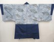 Photo2: 6420T04z670 Vintage Japanese Kimono Silk Men's HAORI Jigami Dull navy (2)