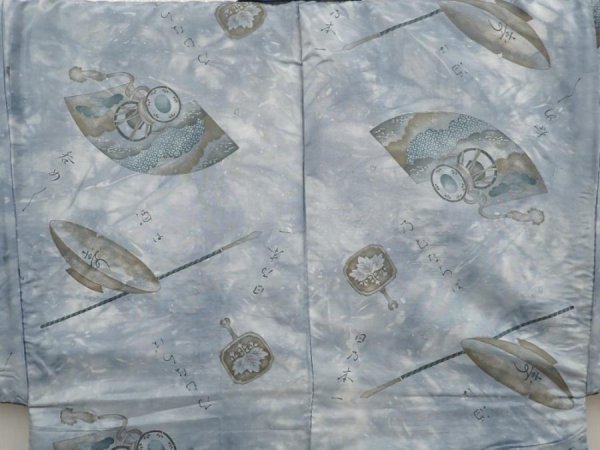 Photo4: 6420T04z670 Vintage Japanese Kimono Silk Men's HAORI Jigami Dull navy (4)