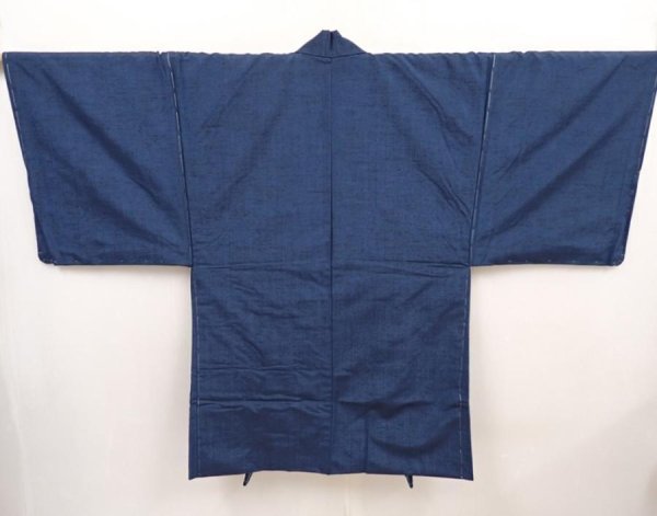 Photo5: 6420T04z670 Vintage Japanese Kimono Silk Men's HAORI Jigami Dull navy (5)