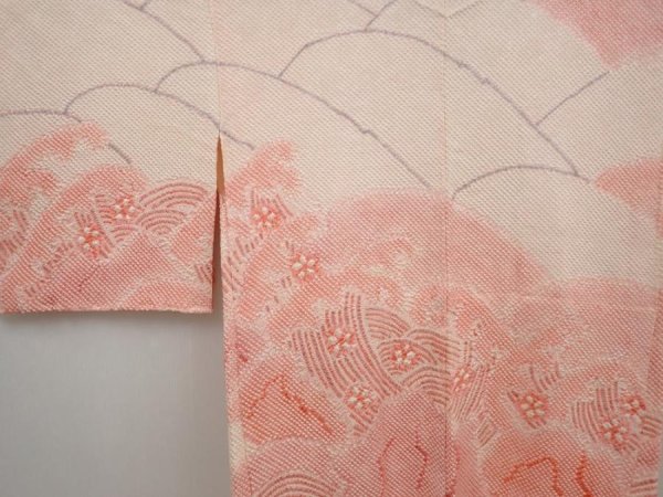 Photo3: 6420T05z480 Vintage Japanese Kimono Silk SHIBORI HAORI Wave Pink (3)