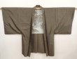 Photo6: 6420T06z550 Vintage Japanese Kimono Silk Men's OSHIMAHAORI  Dull olive (6)