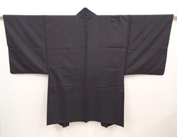 Photo5: 6420T08z440 Vintage Japanese Kimono Silk Men's OSHIMA HAORI Mt.Fuji Black (5)