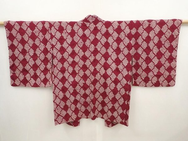 Photo1: 6420T09z470 Vintage Japanese Kimono Silk SHIBORI HAORI  Dark grape (1)