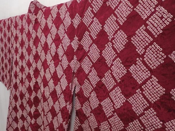 Photo2: 6420T09z470 Vintage Japanese Kimono Silk SHIBORI HAORI  Dark grape (2)