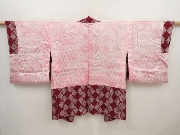Photo6: 6420T09z470 Vintage Japanese Kimono Silk SHIBORI HAORI  Dark grape (6)