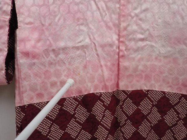 Photo8: 6420T09z470 Vintage Japanese Kimono Silk SHIBORI HAORI  Dark grape (8)