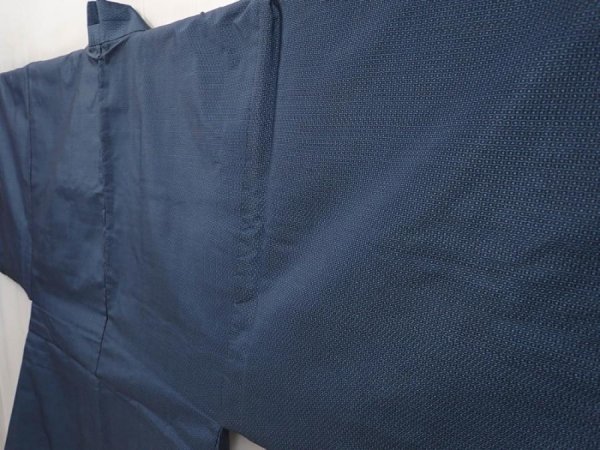 Photo2: 6420T10z550 Vintage Japanese Kimono Silk Men's OSHIMA HAORI  Blue-Gray (2)