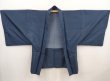 Photo5: 6420T10z550 Vintage Japanese Kimono Silk Men's OSHIMA HAORI  Blue-Gray (5)