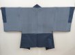 Photo6: 6420T10z550 Vintage Japanese Kimono Silk Men's OSHIMA HAORI  Blue-Gray (6)