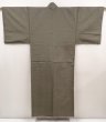 Photo1: 6420T11z810  Japanese Kimono Silk Men's   Dull olive (1)