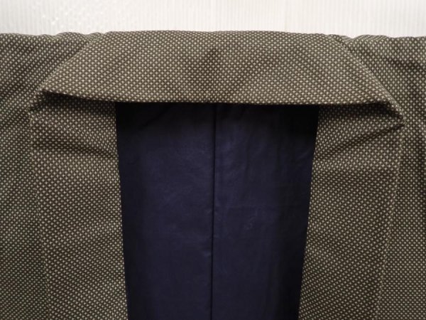 Photo5: 6420T11z810  Japanese Kimono Silk Men's   Dull olive (5)