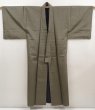 Photo6: 6420T11z810  Japanese Kimono Silk Men's   Dull olive (6)