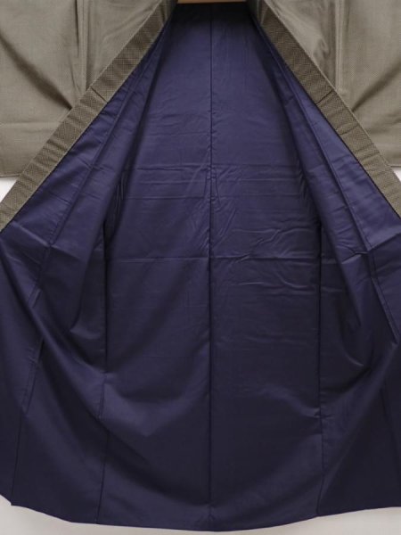 Photo7: 6420T11z810  Japanese Kimono Silk Men's   Dull olive (7)