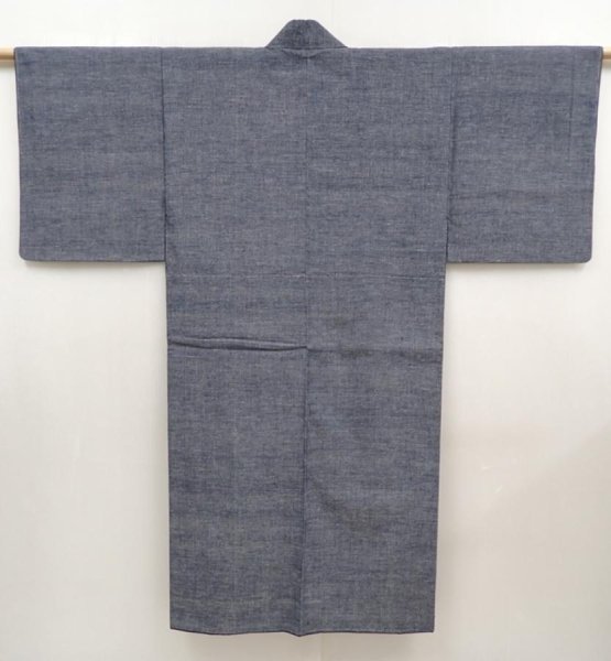 Photo1: 6420T12z890  Japanese Kimono Blend silk Men's   Blue-Gray (1)