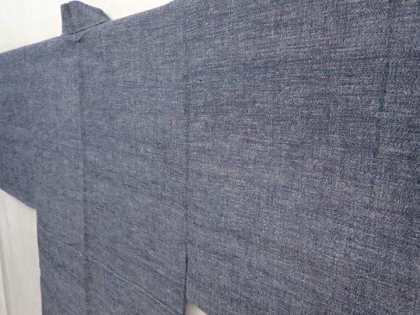 Photo2: 6420T12z890  Japanese Kimono Blend silk Men's   Blue-Gray (2)