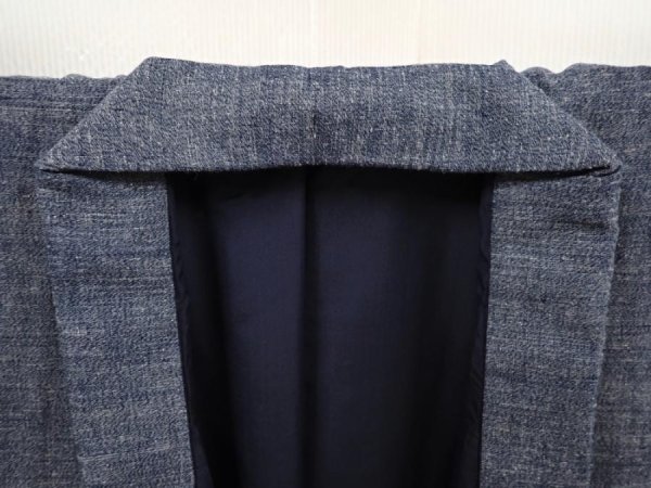 Photo5: 6420T12z890  Japanese Kimono Blend silk Men's   Blue-Gray (5)