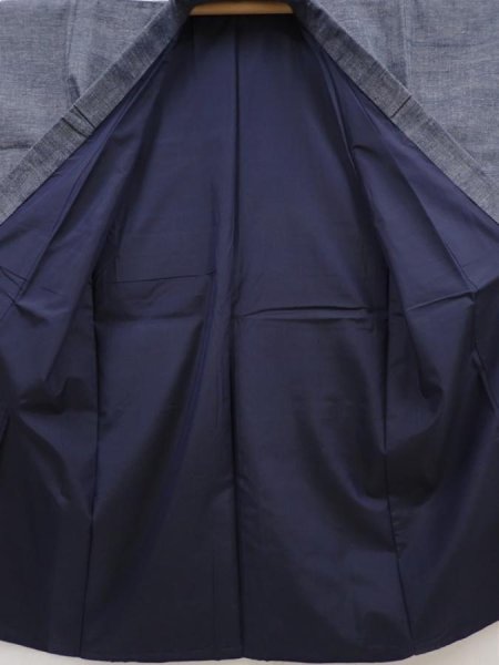 Photo7: 6420T12z890  Japanese Kimono Blend silk Men's   Blue-Gray (7)