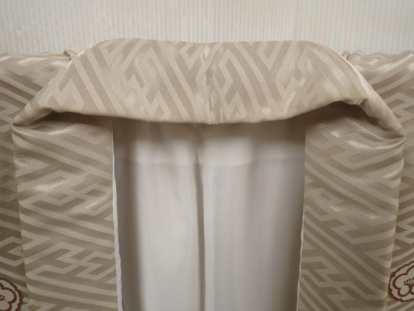 Photo6: 6420T13z960  Japanese Kimono Synthetic Men's  Sayagata Sand beige (6)