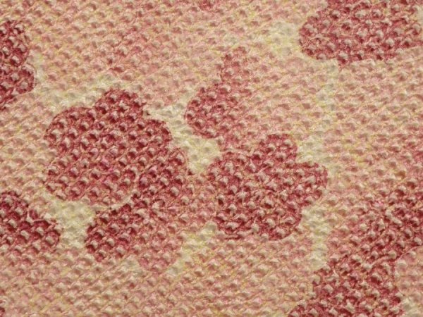 Photo4: 6421T05z620 Vintage Japanese Kimono Silk SHIBORI HAORI  Light peach (4)