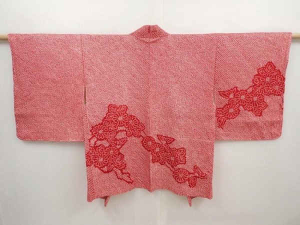 Photo1: 6421T06z400 Vintage Japanese Kimono Silk SHIBORI HAORI Chrysanthemum (1)