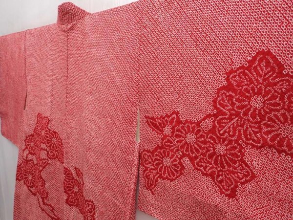 Photo2: 6421T06z400 Vintage Japanese Kimono Silk SHIBORI HAORI Chrysanthemum (2)