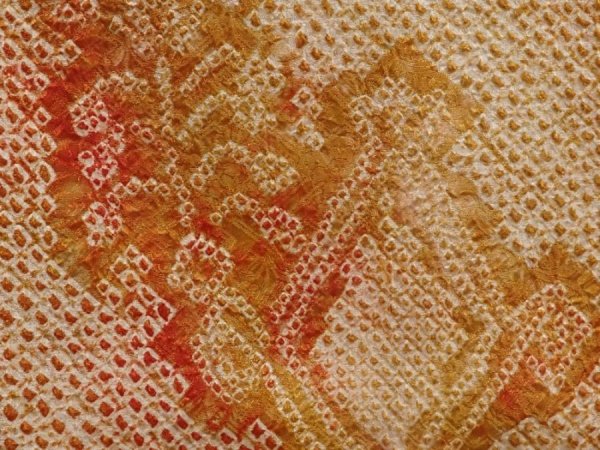 Photo4: 6421T07z380 Vintage Japanese Kimono Silk SHIBORI HAORI  Ochre (4)