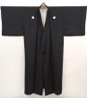 Photo7: 6421T09z1050 Vintage Japanese Kimono Silk Men's  Plain Black (7)