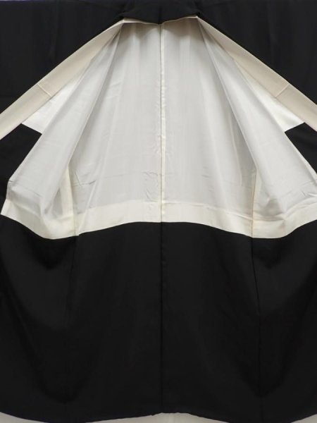 Photo8: 6421T09z1050 Vintage Japanese Kimono Silk Men's  Plain Black (8)
