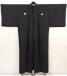 Photo7: 6421T10z900 Vintage Japanese Kimono Silk Men's  Plain Black (7)