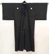 Photo7: 6421T11z930 Vintage Japanese Kimono Silk Men's  Plain Black (7)