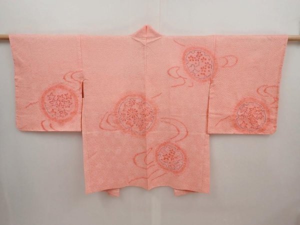 Photo1: 6421T01z480 Vintage Japanese Kimono Silk SHIBORI HAORI Flowers Pink (1)