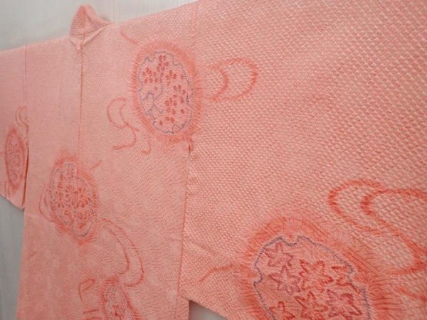 Photo2: 6421T01z480 Vintage Japanese Kimono Silk SHIBORI HAORI Flowers Pink (2)