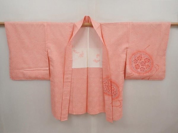 Photo5: 6421T01z480 Vintage Japanese Kimono Silk SHIBORI HAORI Flowers Pink (5)