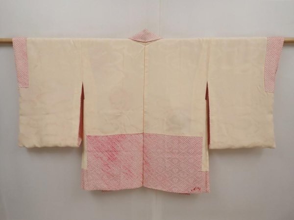 Photo6: 6421T02z500 Vintage Japanese Kimono Silk SHIBORI HAORI Flower Light pink (6)