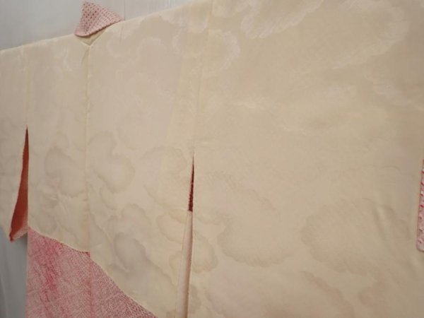 Photo7: 6421T02z500 Vintage Japanese Kimono Silk SHIBORI HAORI Flower Light pink (7)