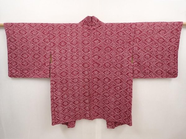 Photo1: 6421T03z450 Vintage Japanese Kimono Silk SHIBORI HAORI  Dark grape (1)